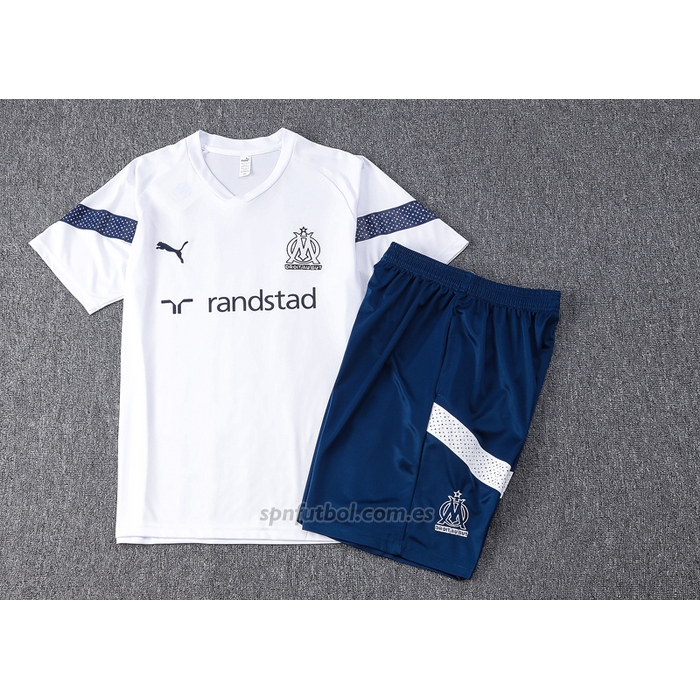 Chandal del Olympique Marsella Manga Corta 2022-2023 Blanco - Pantalon Corto